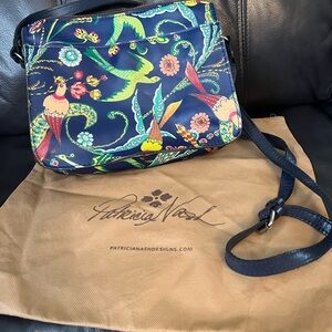 Patricia Nash Blue and Green Crossbody Bag with Artistic Flair
